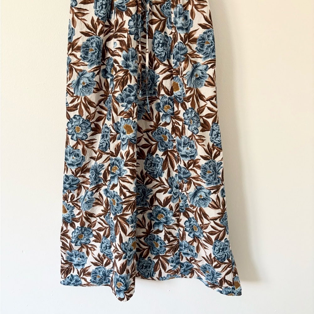 Madewell Blue Brown Floral Tessa Poplin Cut Out Cotton Maxi Dress Size 4 - Picture 8 of 16